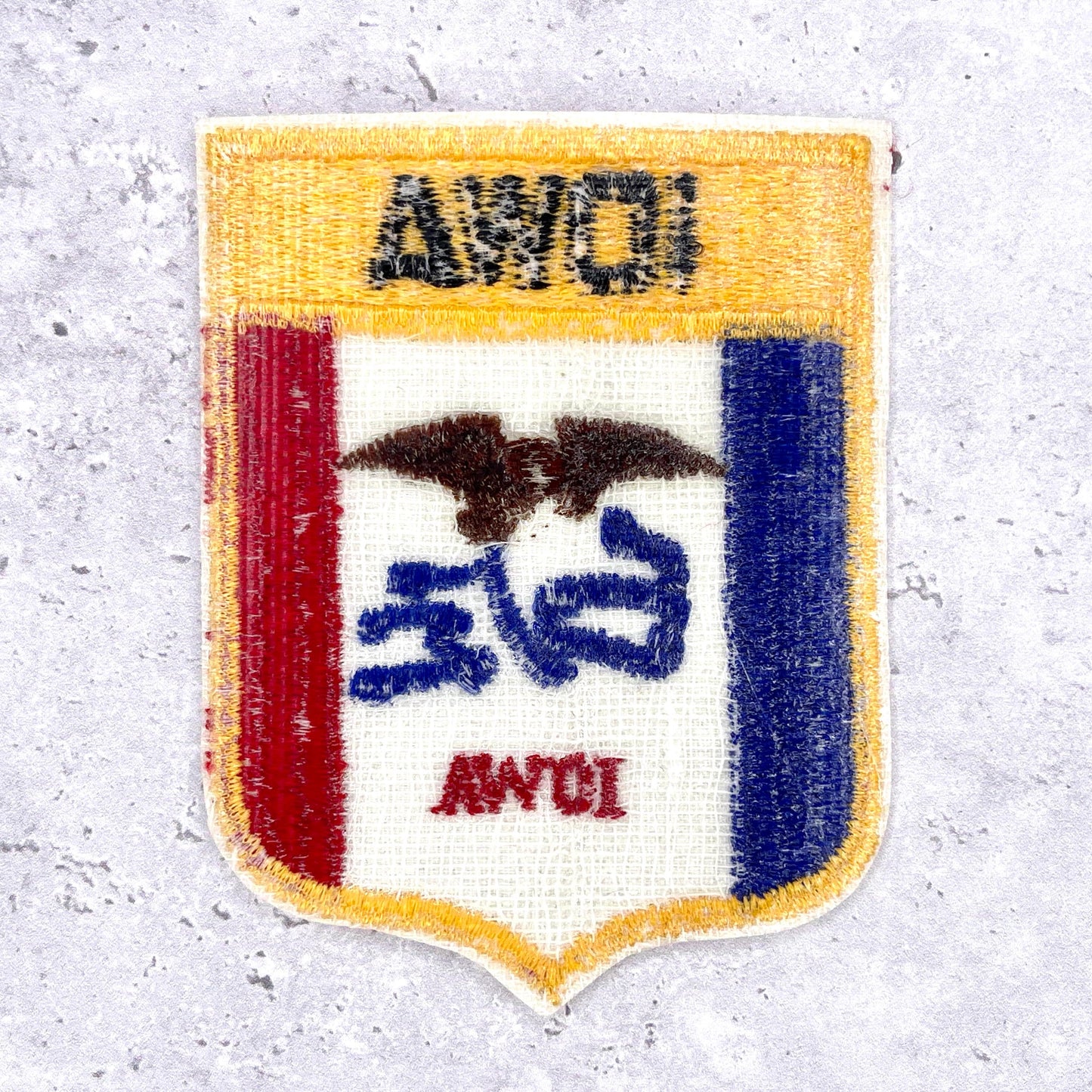 Vintage Iowa Patch • State Flag Eagle Travel Souvenir • Iron-On Badge