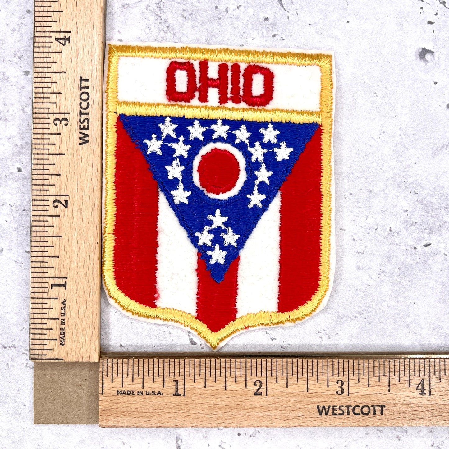 Vintage Ohio Patch • State Flag Travel Souvenir • Iron-On Badge