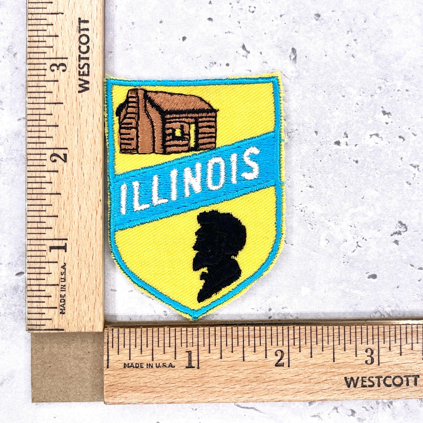 Vintage Illinois Patch • State Travel Souvenir Abe Lincoln • Sew-On Badge NOS