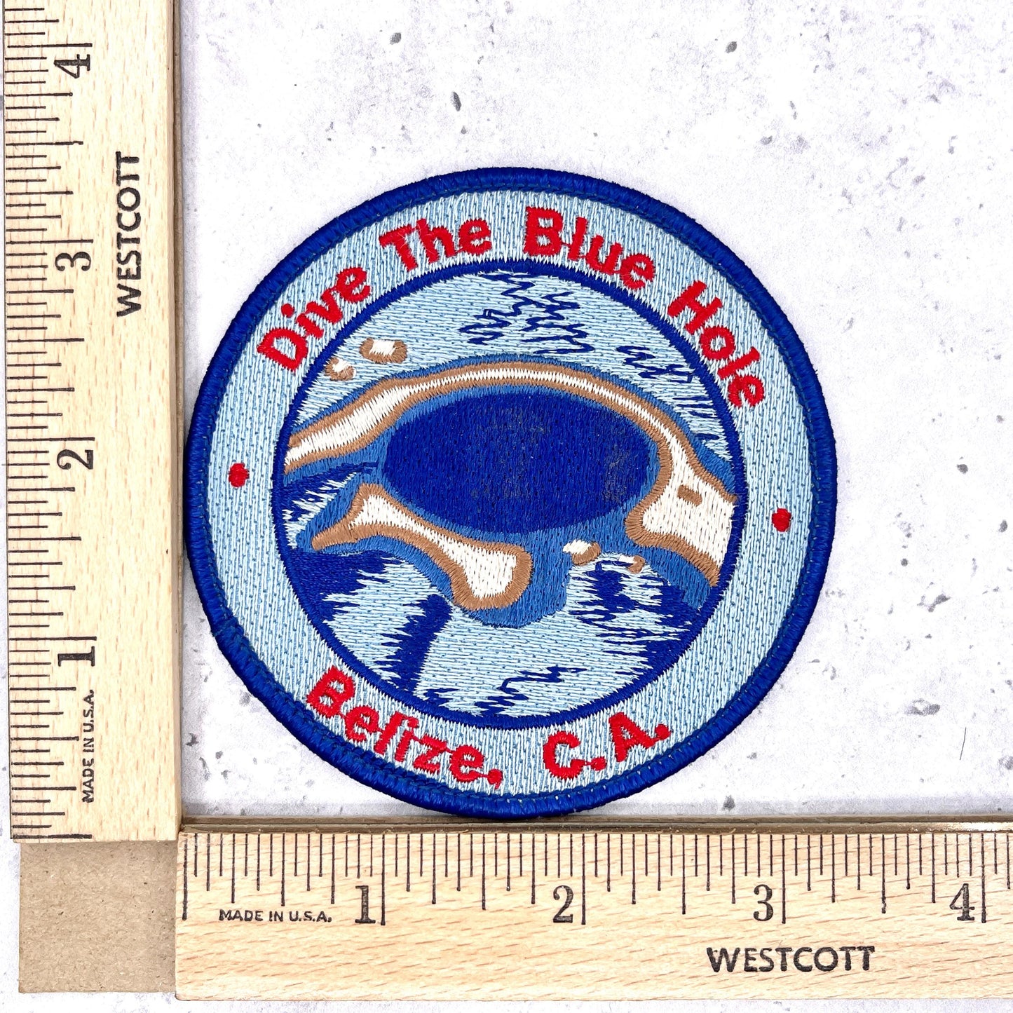 Great Blue Hole Belize Patch • Scuba Diving Lighthouse Reef • Y2K Iron-On NOS