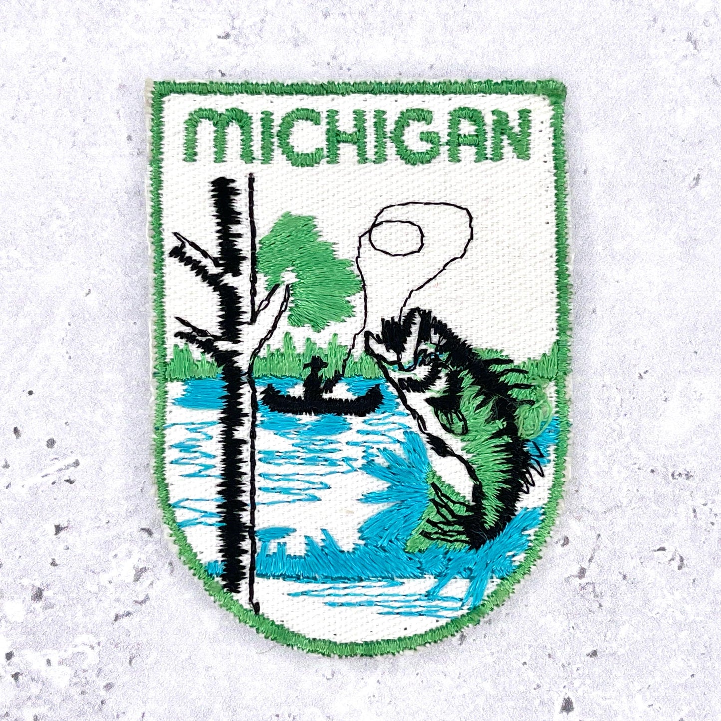 Vintage Michigan Patch • Fishing State Travel Souvenir • Sew-On Badge
