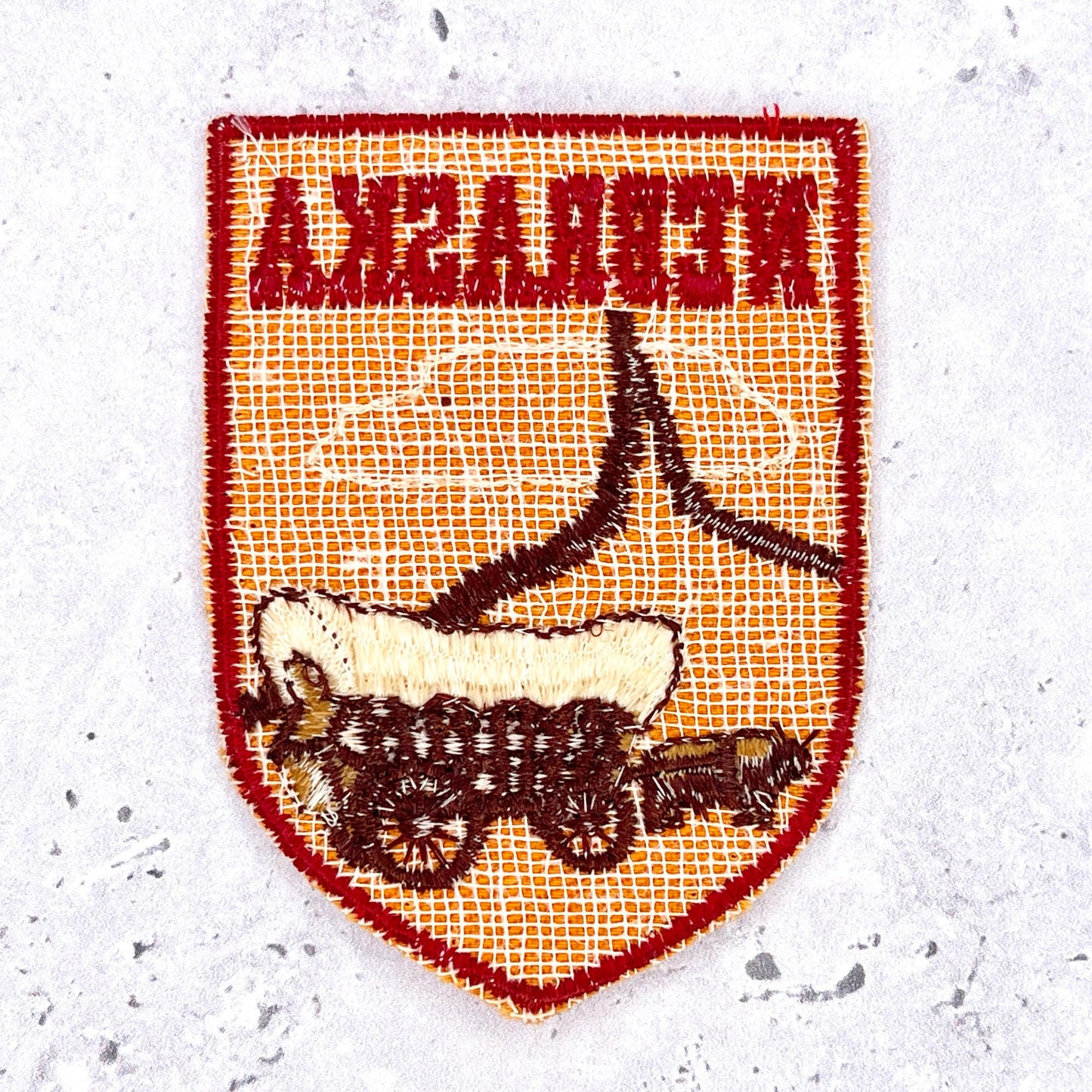 Vintage Nebraska State Patch • Wagon Pioneer Travel Souvenir • Sew-On Badge