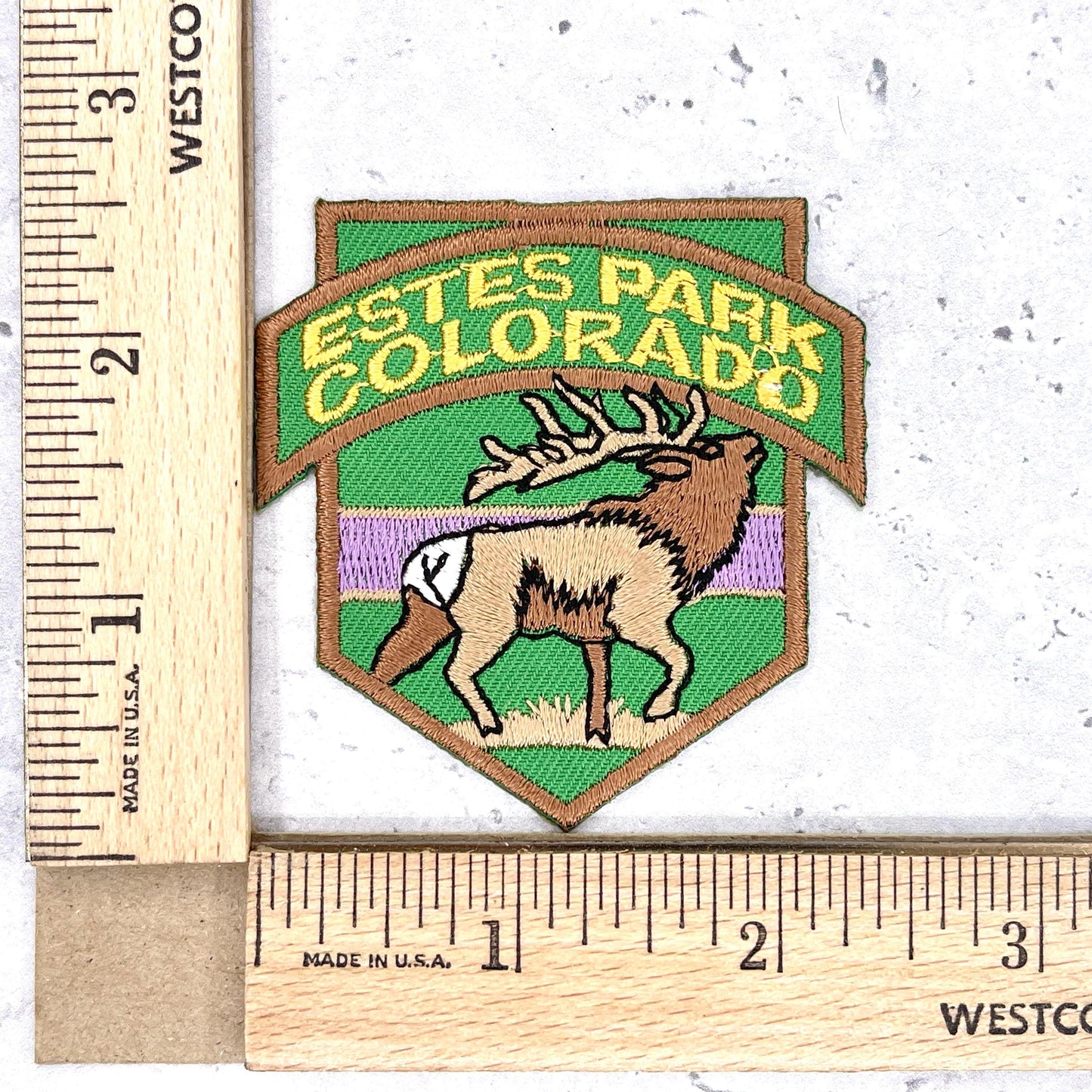 Estes Park Patch • Colorado Elk Rocky Mountain Souvenir • Y2K Iron-On NOS