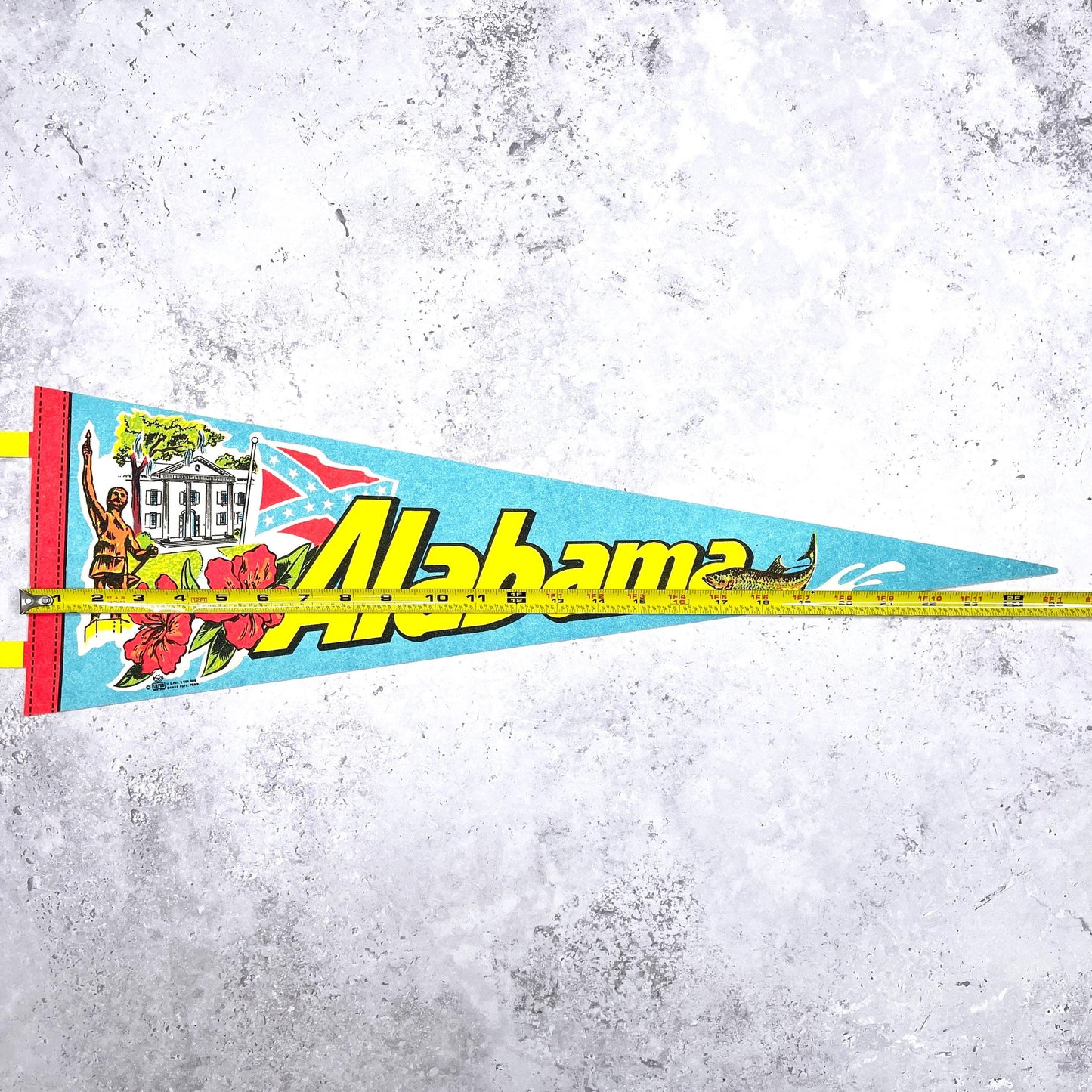 Vintage Alabama Pennant • State Travel Souvenir • 25" x 8"