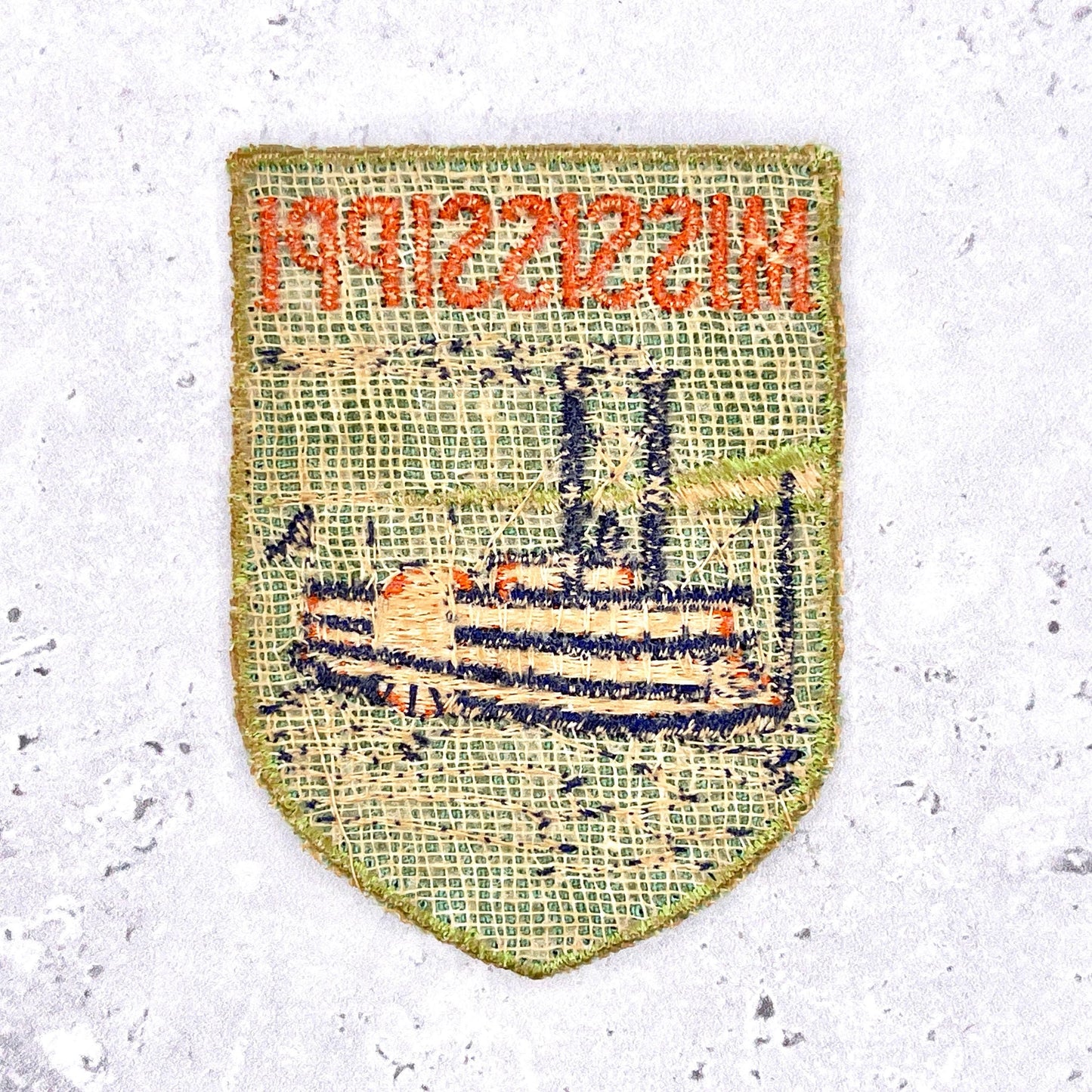 Vintage Mississippi Patch • Riverboat Steamboat State Souvenir • Sew-On Used