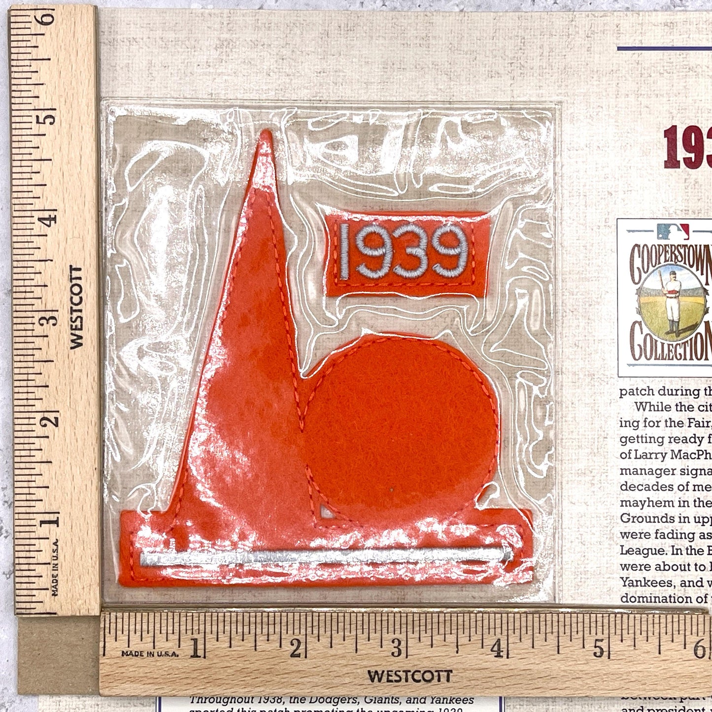Vintage 1939 MLB World's Fair Patch • 1938 Willabee & Ward • On Card NOS