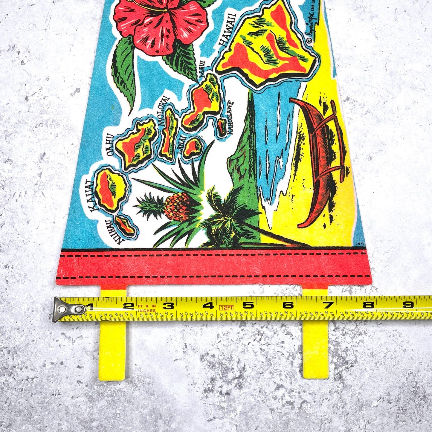 Vintage Hawaii Pennant • Aloha State Travel Souvenir • 25" x 8"