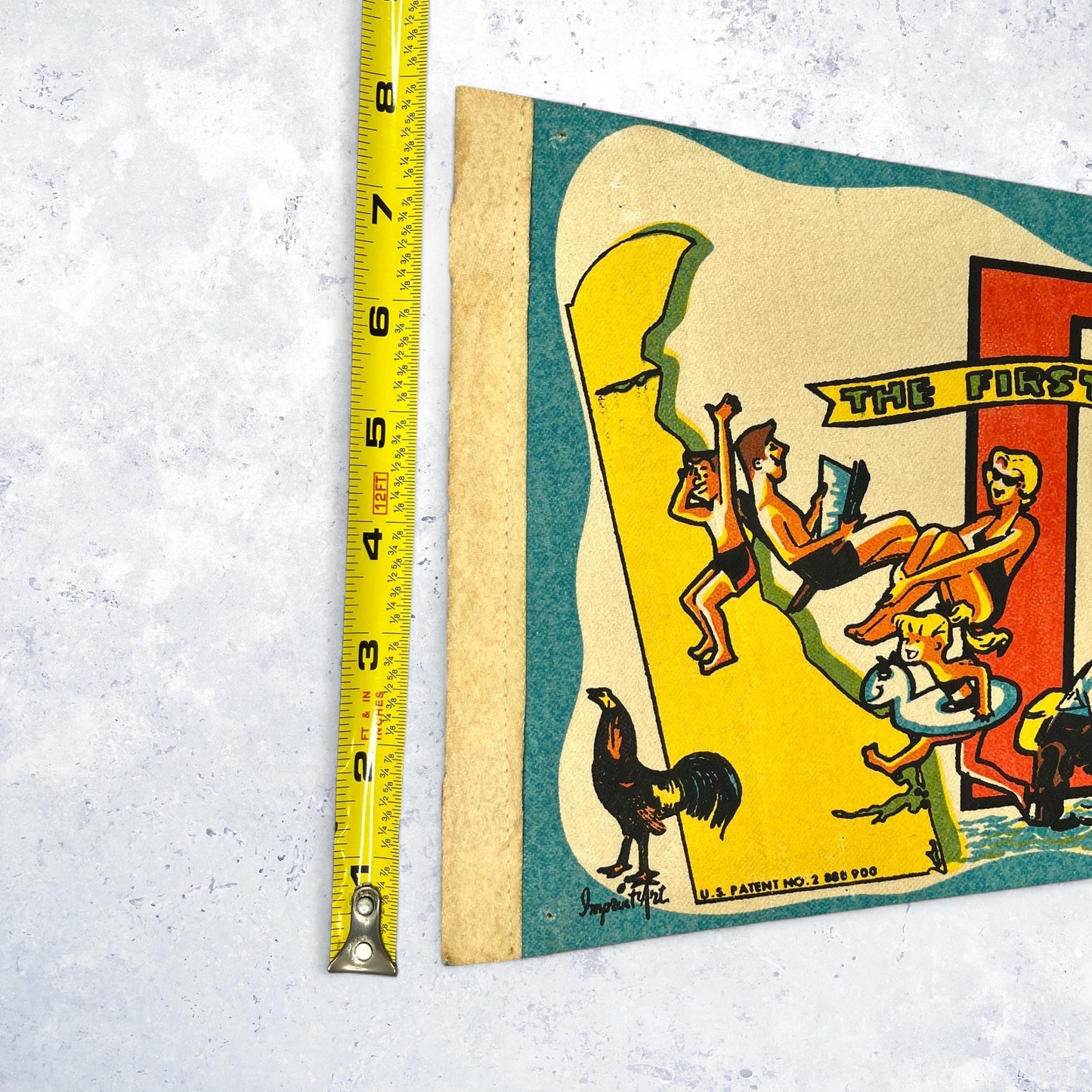 Vintage Delaware Pennant • 70s State Travel Souvenir • 25" x 8"