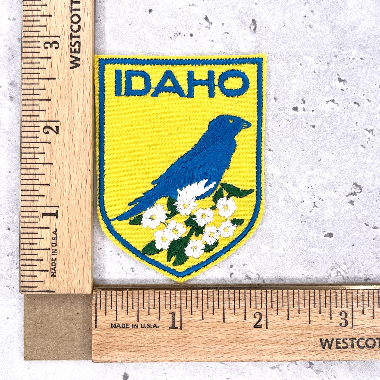 Vintage Idaho State Patch 80s Travel Souvenir Mountain Bluebird Syringa NOS