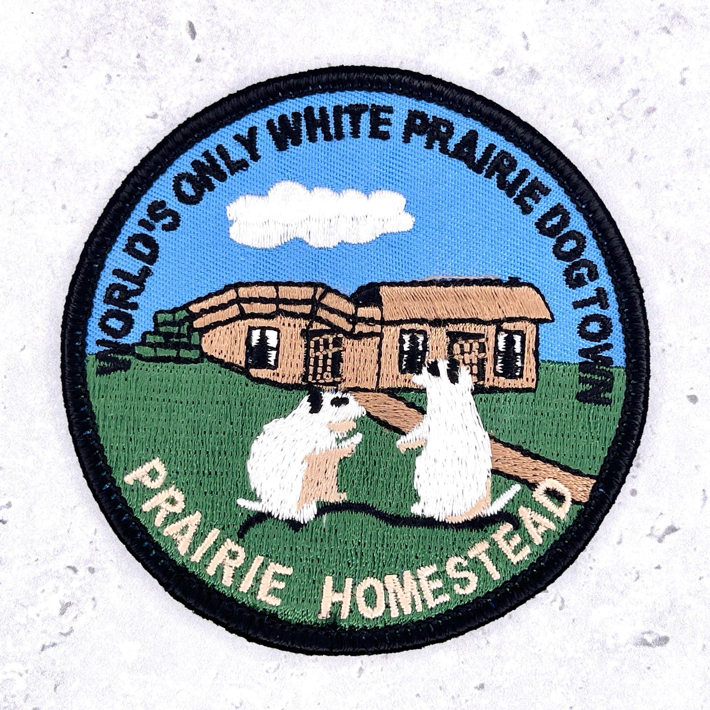 Prairie Homestead Patch • White Prairie Dog Town Badlands • Y2K Iron-On NOS