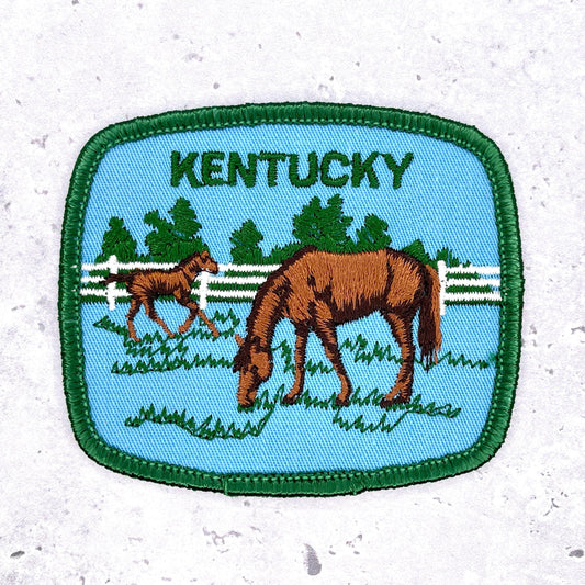 Vintage Kentucky Patch • State Horses Derby Travel Souvenir • Iron-On Badge NOS