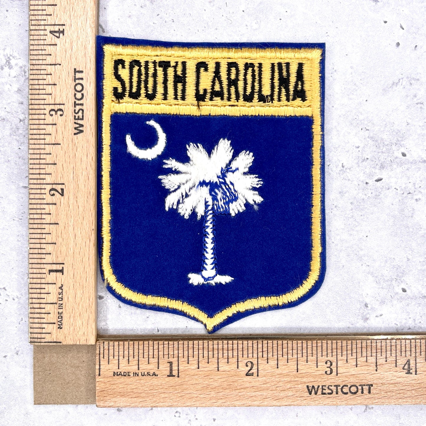 Vintage South Carolina Patch • State Flag Palmetto Tree Souvenir • Iron-On Badge