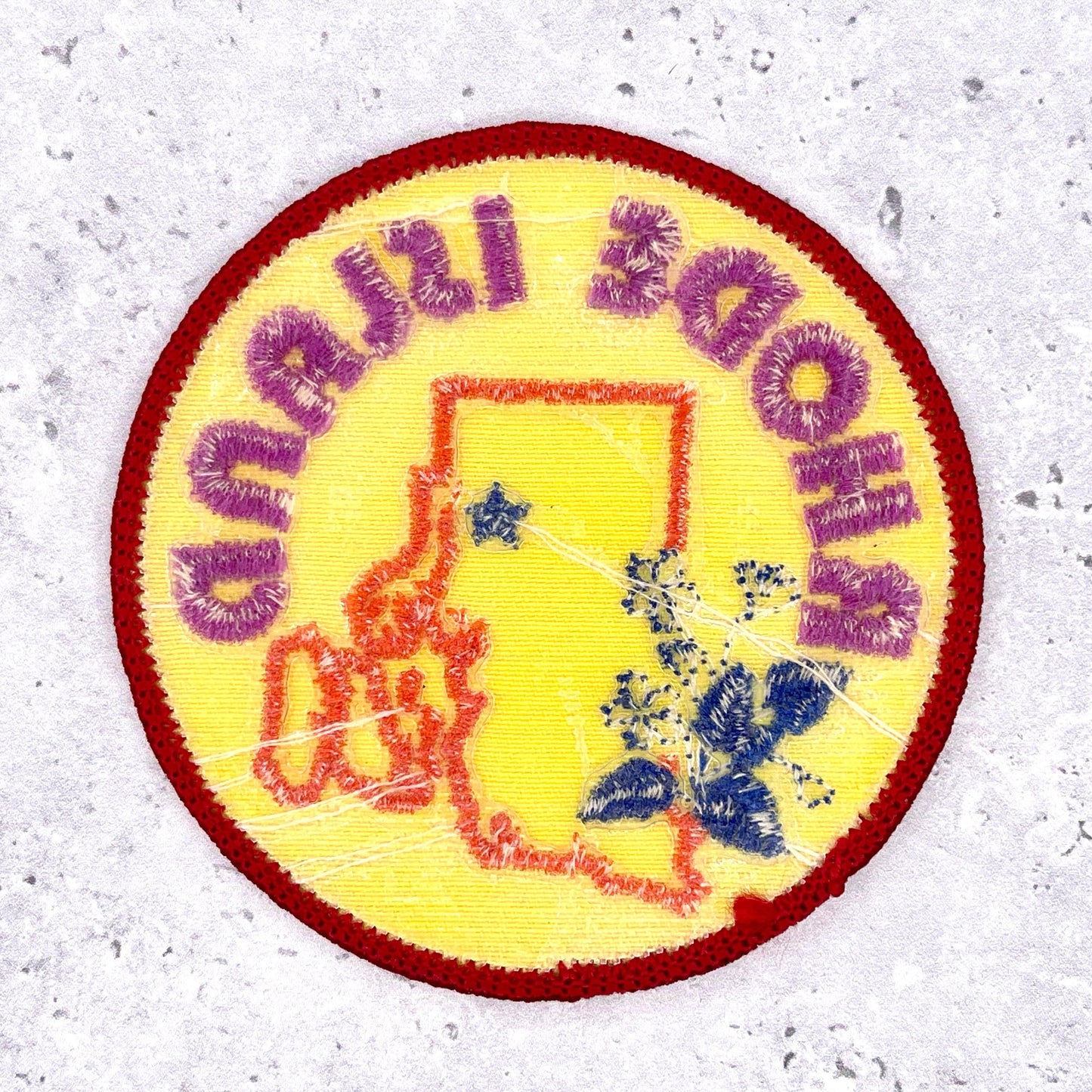 Vintage Rhode Island Patch • State Flower Travel Souvenir Iron-On Badge NOS