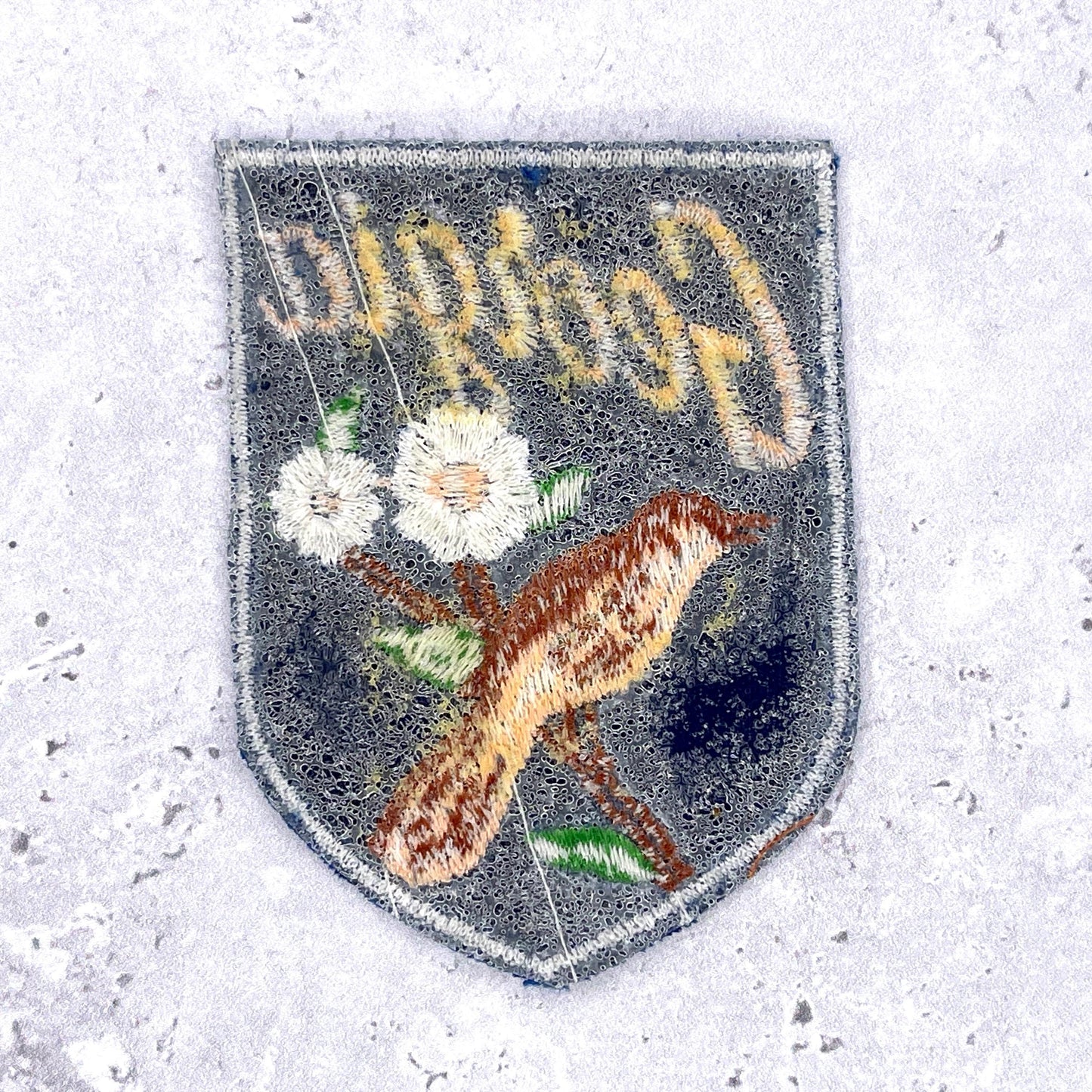 Vintage Georgia Patch • Brown Thrasher Cherokee Rose State Souvenir • Iron-On