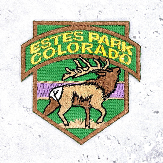 Estes Park Patch • Colorado Elk Rocky Mountain Souvenir • Y2K Iron-On NOS