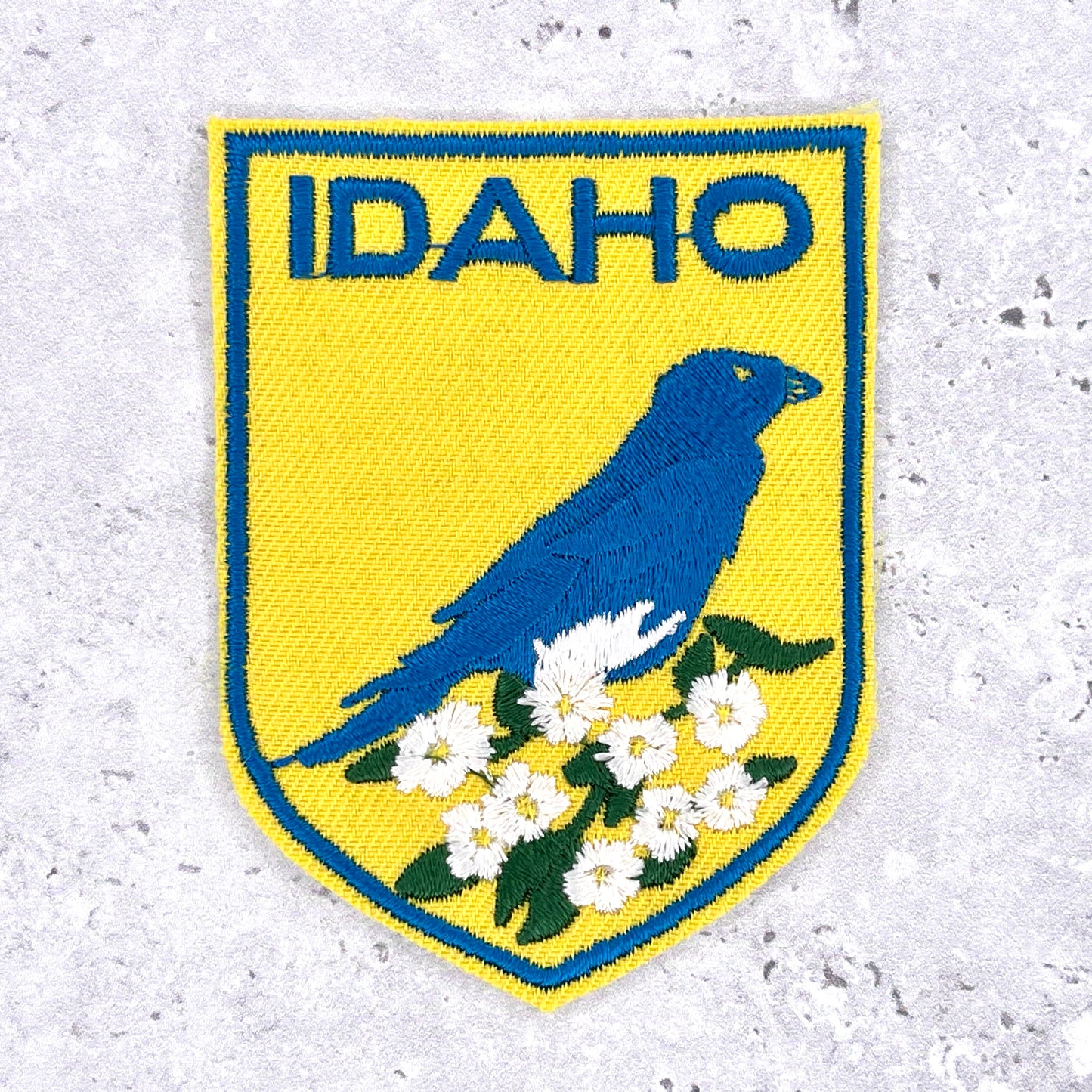 Vintage Idaho State Patch 80s Travel Souvenir Mountain Bluebird Syringa NOS