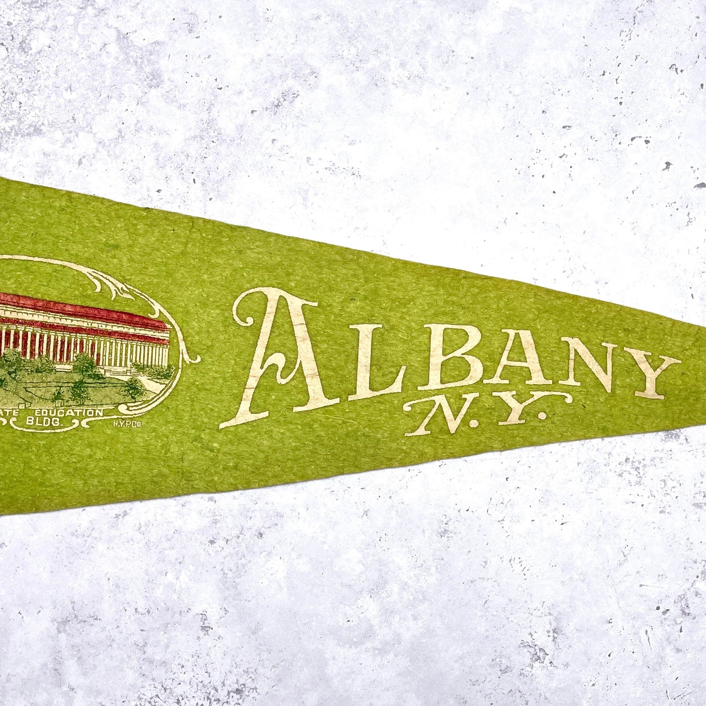 Vintage Albany Pennant • 50s New York State Capitol Travel Souvenir • 26" x 10"