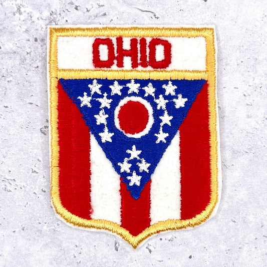 Vintage Ohio Patch • State Flag Travel Souvenir • Iron-On Badge