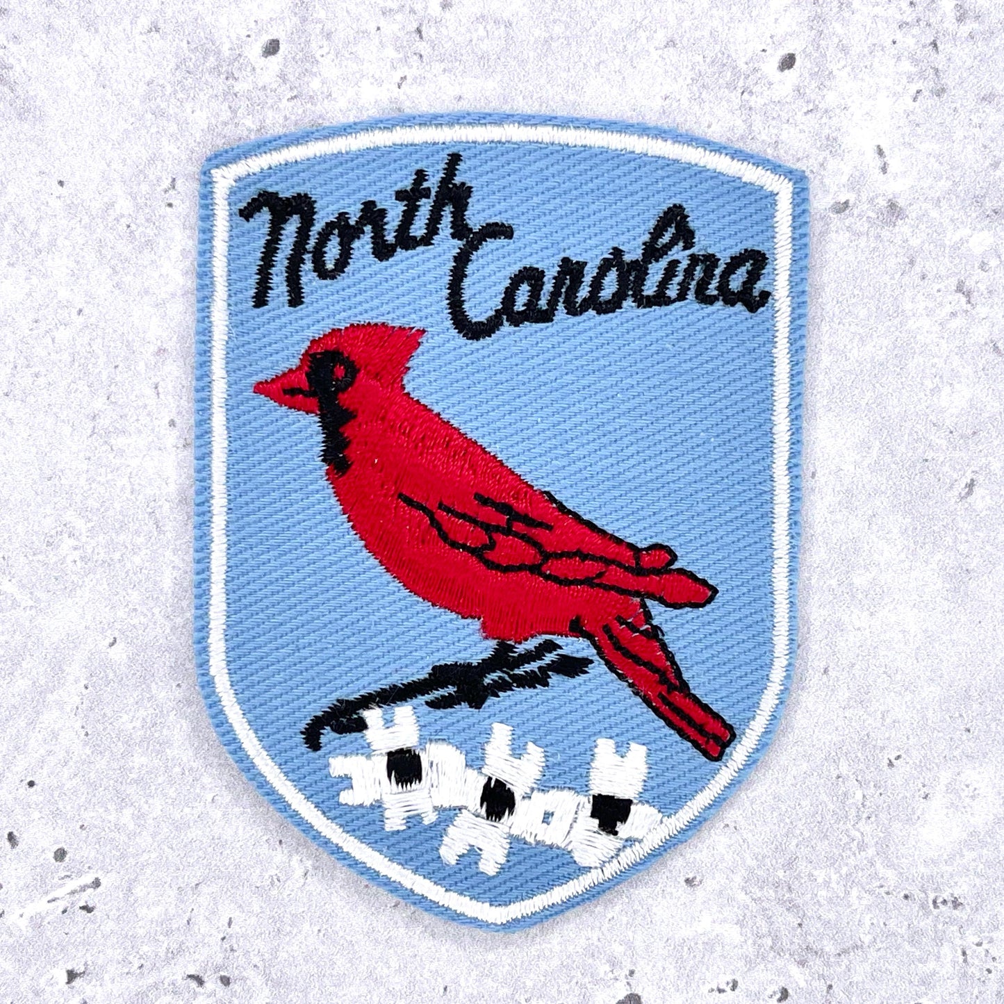 Vintage North Carolina State Patch • 80s Cardinal Dogwood • Travel Souvenir NOS