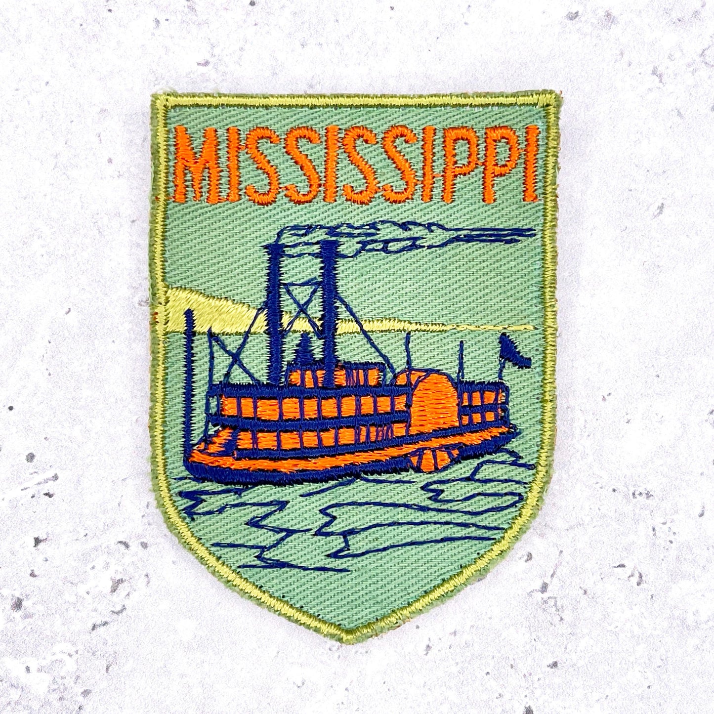 Vintage Mississippi Patch • Riverboat Steamboat State Souvenir • Sew-On Used