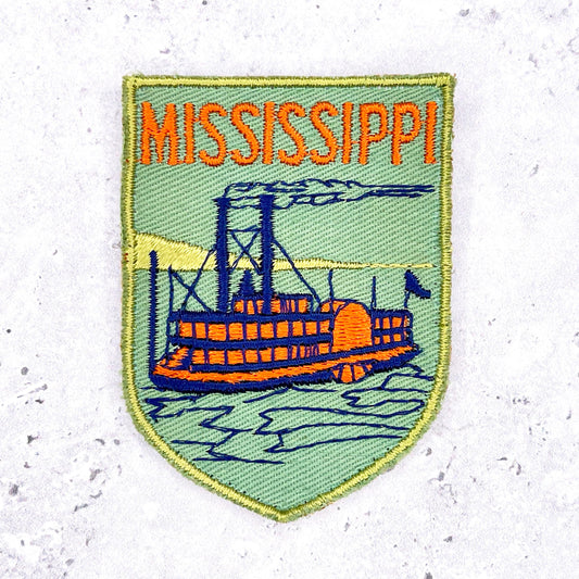 Vintage Mississippi Patch • Riverboat Steamboat State Souvenir • Sew-On Used