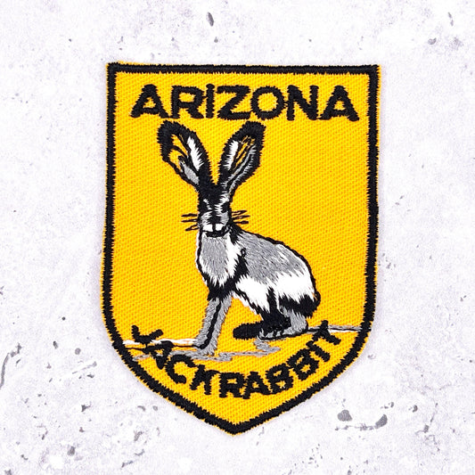 Vintage Arizona Patch • Jackrabbit State Wildlife Souvenir • Iron-On NOS