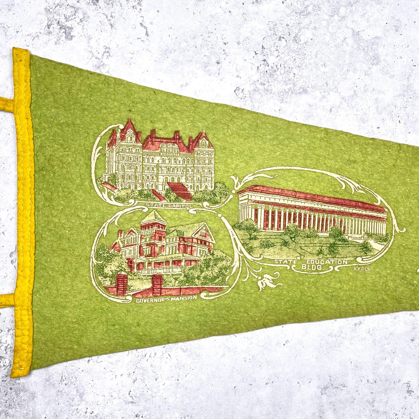 Vintage Albany Pennant • 50s New York State Capitol Travel Souvenir • 26" x 10"