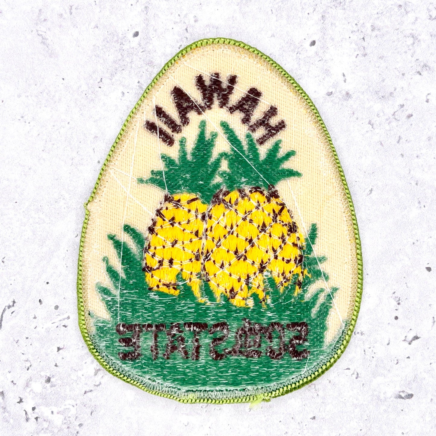 Vintage Hawaii 50th State Patch • Pineapple Travel Souvenir • Iron-On NOS